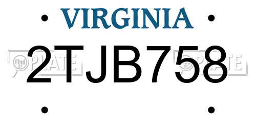 2TJB758 Virginia License Plate