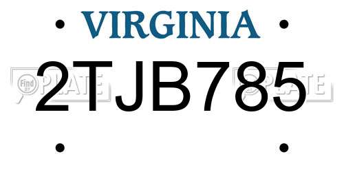 2TJB785 Virginia License Plate