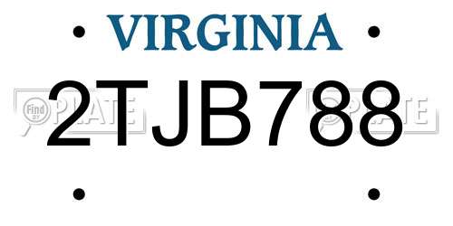 2TJB788 Virginia License Plate