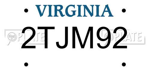 2TJM92 Virginia License Plate