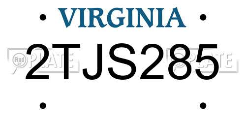 2TJS285 Virginia License Plate