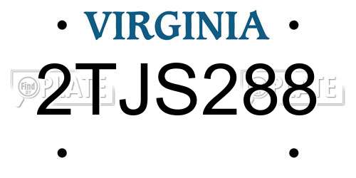 2TJS288 Virginia License Plate