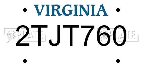 2TJT760 Virginia License Plate