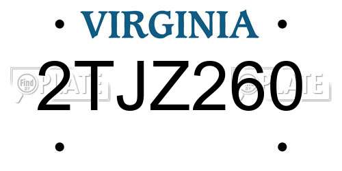 2TJZ260 Virginia License Plate