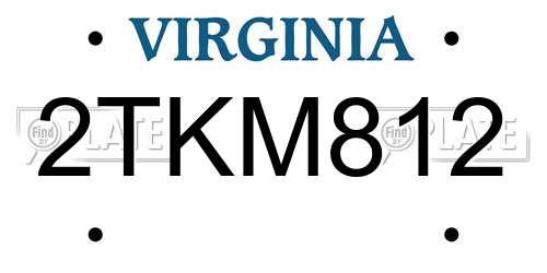 2TKM812 Virginia License Plate