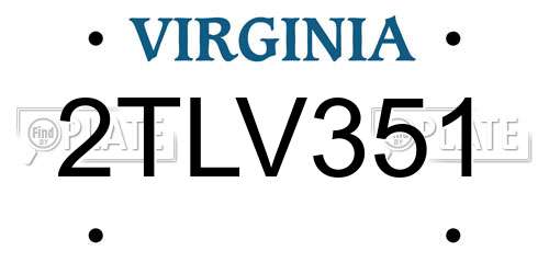 2TLV351 Virginia License Plate