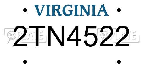 2TN4522 Virginia License Plate