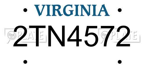 2TN4572 Virginia License Plate