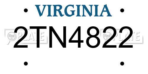 2TN4822 Virginia License Plate