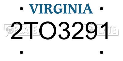 2TO3291 Virginia License Plate