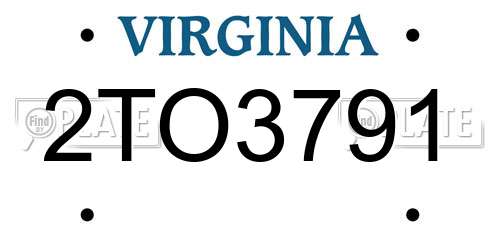 2TO3791 Virginia License Plate