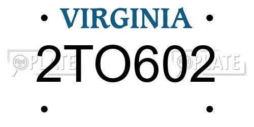 2TO602 Virginia License Plate