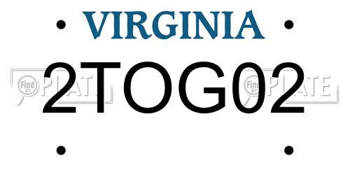 2TOG02 Virginia License Plate