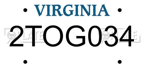 2TOG034 Virginia License Plate
