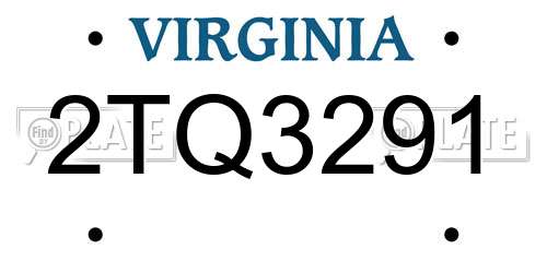 2TQ3291 Virginia License Plate