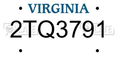 2TQ3791 Virginia License Plate