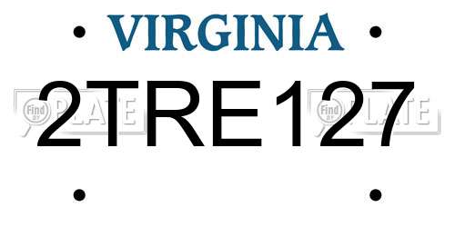 2TRE127 Virginia License Plate