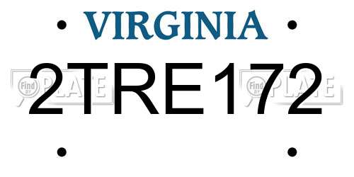 2TRE172 Virginia License Plate