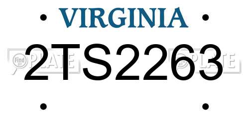 2TS2263 Virginia License Plate