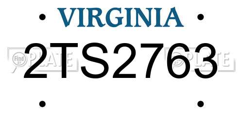2TS2763 Virginia License Plate