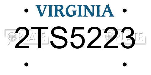 2TS5223 Virginia License Plate