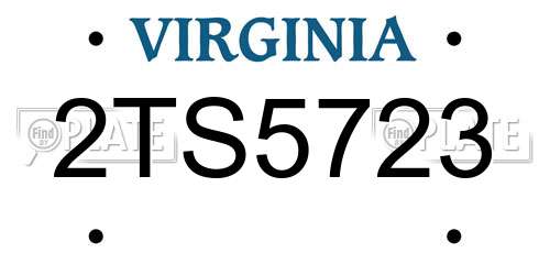 2TS5723 Virginia License Plate