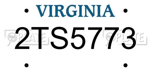 2TS5773 Virginia License Plate