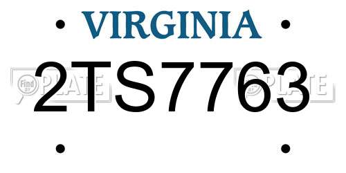 2TS7763 Virginia License Plate