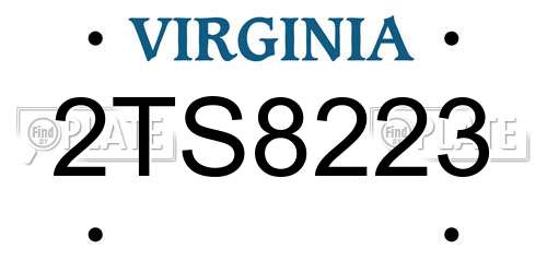 2TS8223 Virginia License Plate