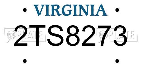 2TS8273 Virginia License Plate