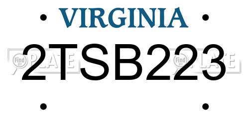 2TSB223 Virginia License Plate