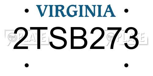 2TSB273 Virginia License Plate