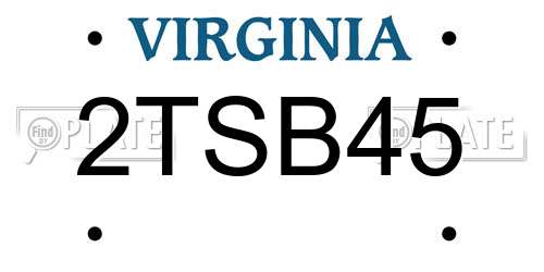 2TSB45 Virginia License Plate