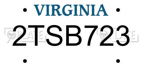 2TSB723 Virginia License Plate