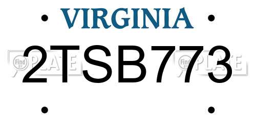 2TSB773 Virginia License Plate