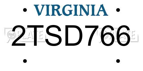 2TSD766 Virginia License Plate