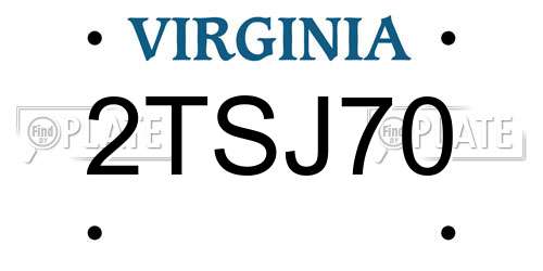 2TSJ70 Virginia License Plate