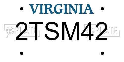 2TSM42 Virginia License Plate