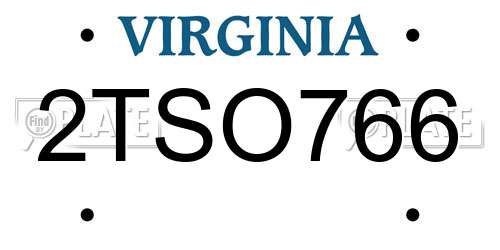 2TSO766 Virginia License Plate