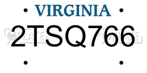 2TSQ766 Virginia License Plate
