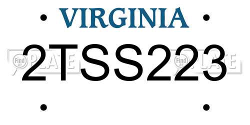 2TSS223 Virginia License Plate