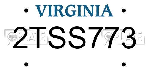 2TSS773 Virginia License Plate