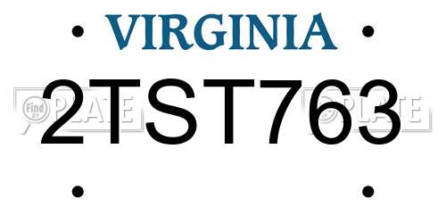 2TST763 Virginia License Plate