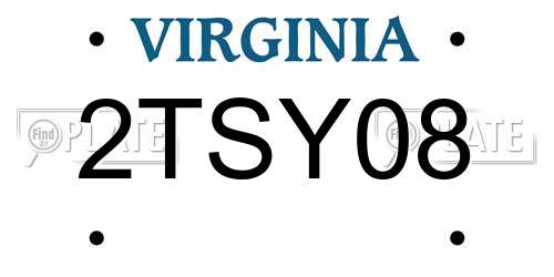 2TSY08 Virginia License Plate