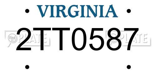 2TT0587 Virginia License Plate
