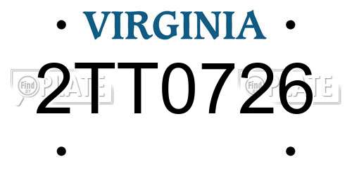 2TT0726 Virginia License Plate