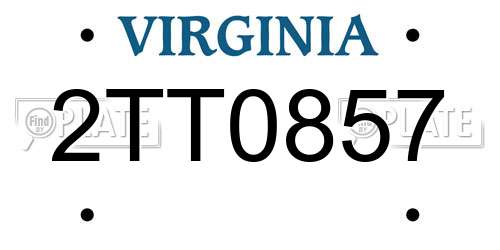 2TT0857 Virginia License Plate