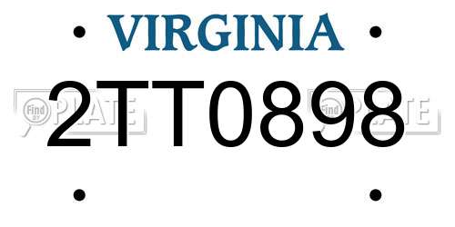 2TT0898 Virginia License Plate