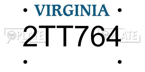 2TT764 Virginia License Plate