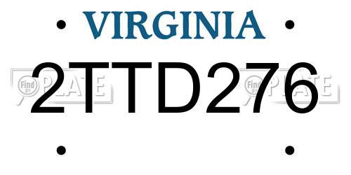 2TTD276 Virginia License Plate